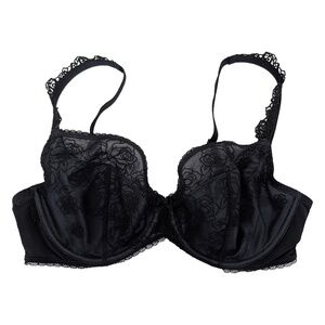 Chantelle Lace Bra Size 38 D Plunge Neckline Rose Appliqué